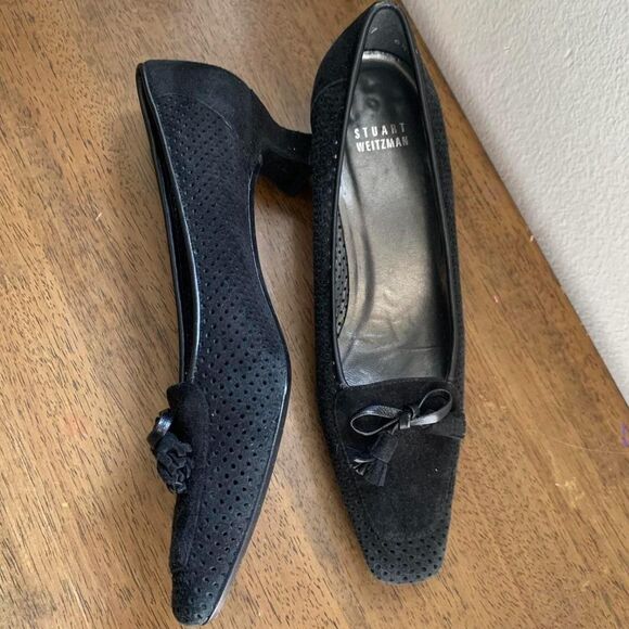 vintage kitten heel Stuart weitzman Women's Black Loafers - Picture 1 of 5